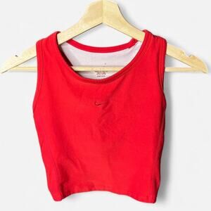 Nike Dri-FIT Red Cropped Tank Top Minimalist Swoosh Size XS